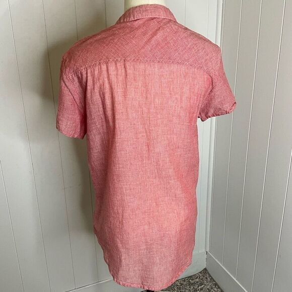 Purnell Work Wear Womens Size Medium Button Front Shirt Red Pink Short Sleeve - Picture 6 of 14
